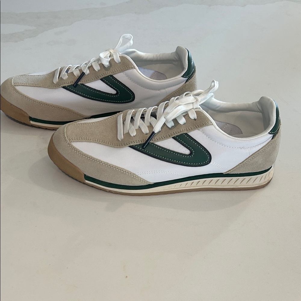 Women’s size 10 Tretorn White, Beige & Dark Green Sneakers